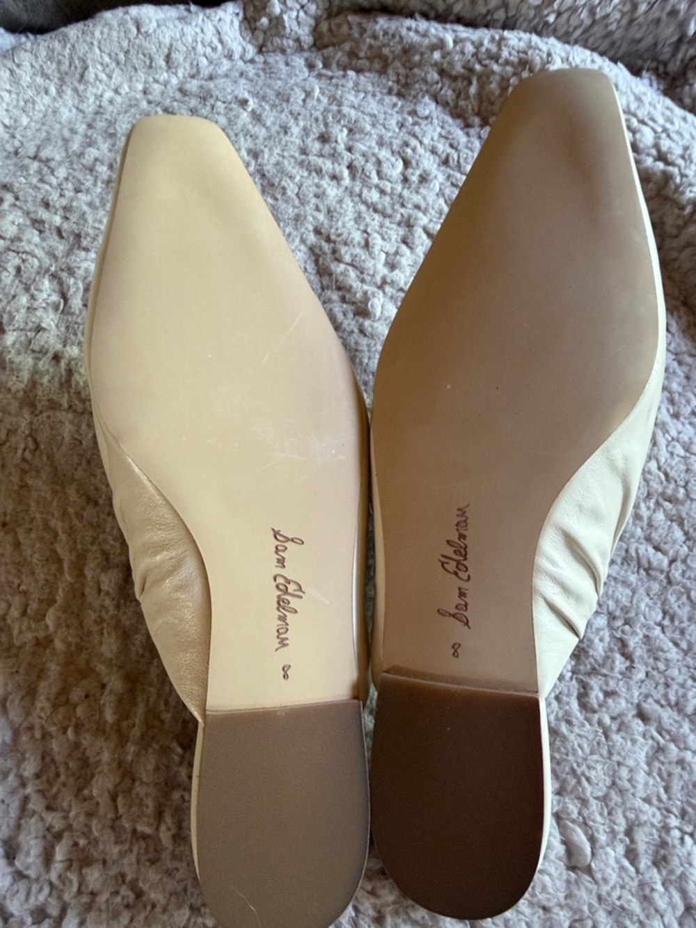 Sam Edelman Cream Ruched Backless Mules - Picture 6 of 6